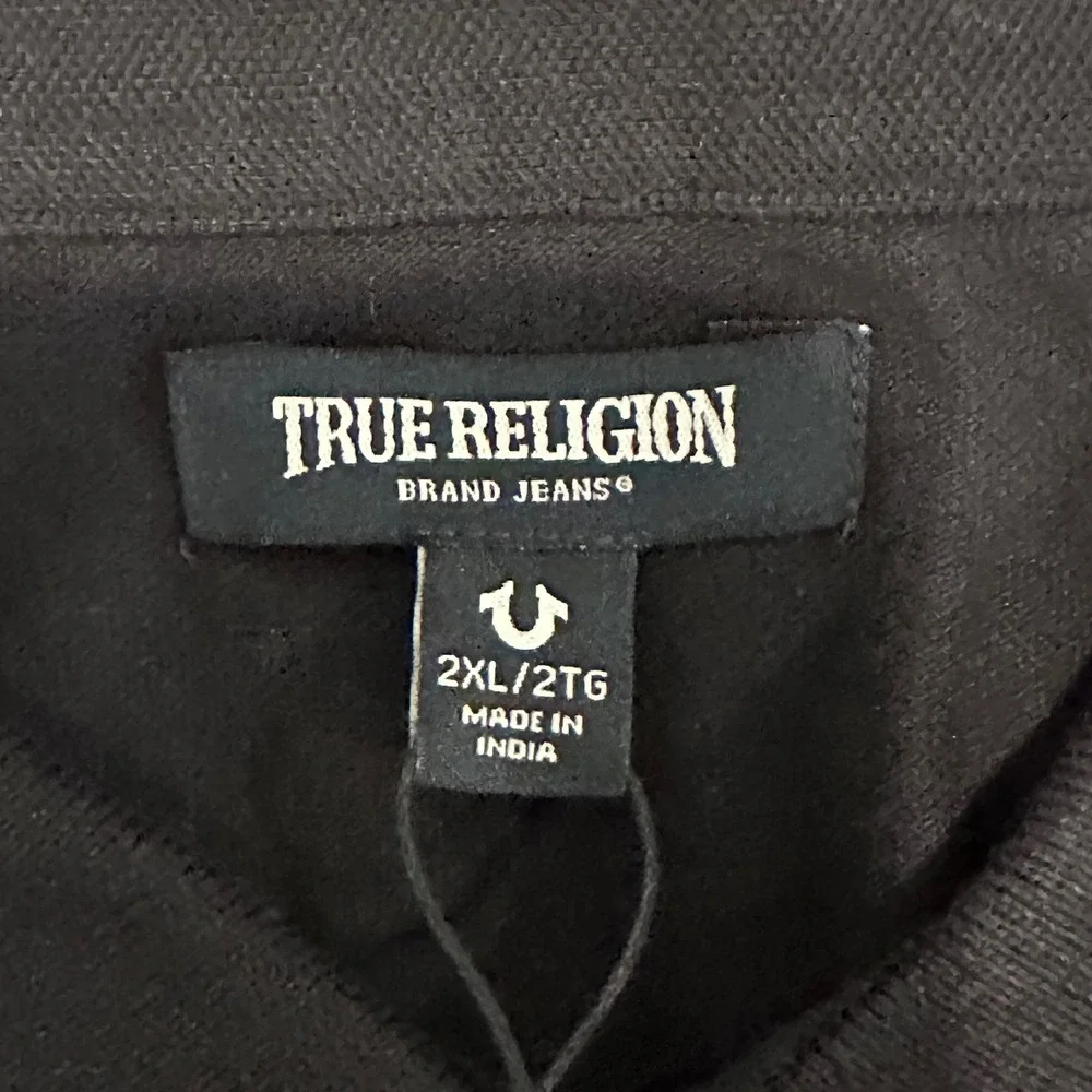 True Religion SS Overt Patch Polo Shirt Men's XXL Jet Black 109337 Y2K NWT